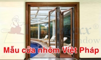 Mẫu cửa nhôm kính Việt Pháp vân gỗ đẹp, sang trọng, giá tốt